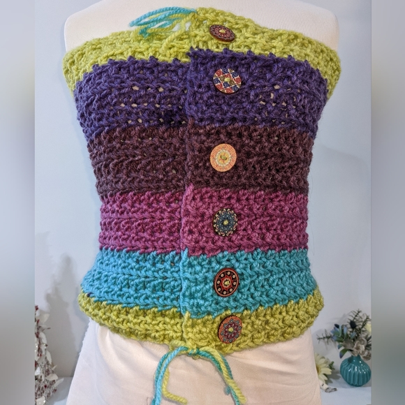 🏳️‍🌈 NEW Unisex Cowl Crochet Scarf Rainbow HANDCRAFTED - Picture 4 of 7